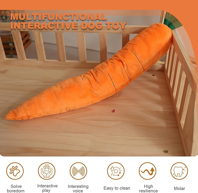 Dog Toys 29.5 Inch Large Squeaky Dog Toys for Boredom Cute Carrot Shape Plush Dog Chew Toys Soft Puppy Toys Interactive Dog Toys Dog Toys