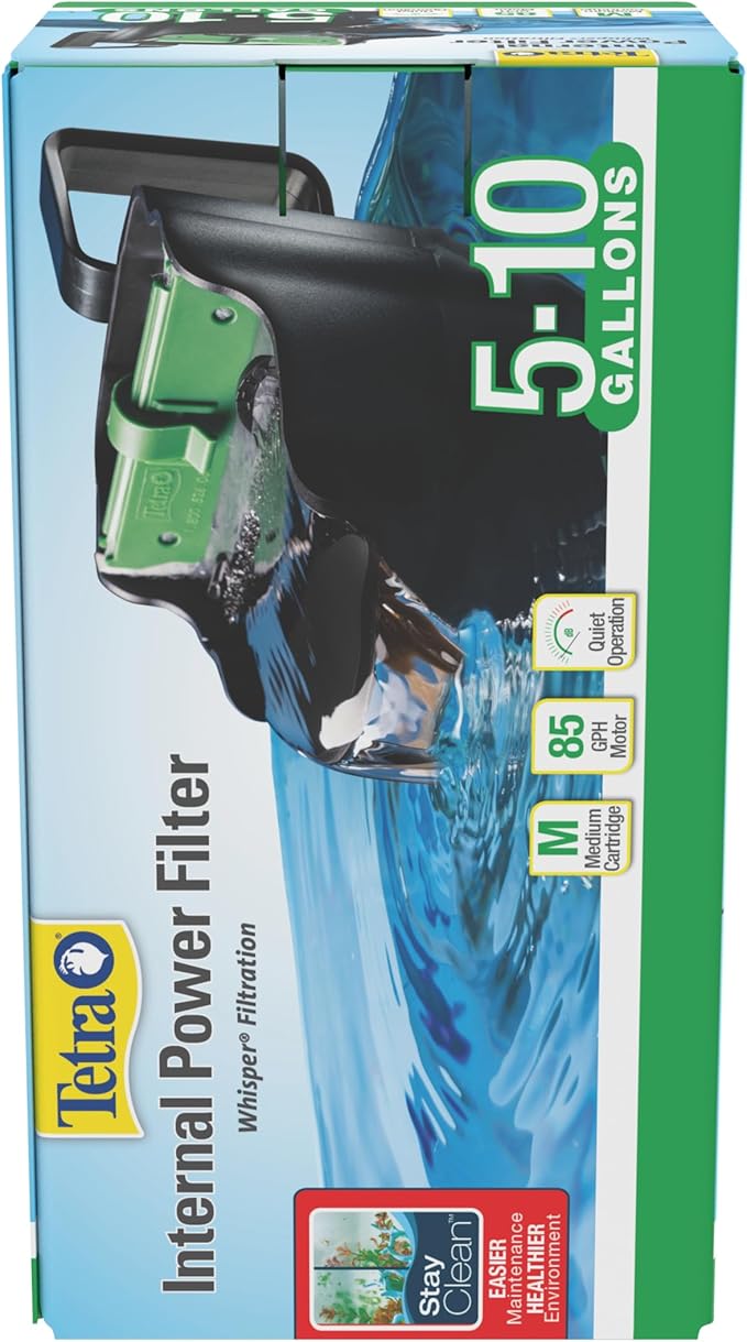 Tetra Whisper Internal Power Filter 5 To 10 Gallons, For aquariums, In-Tank Filtration, Black