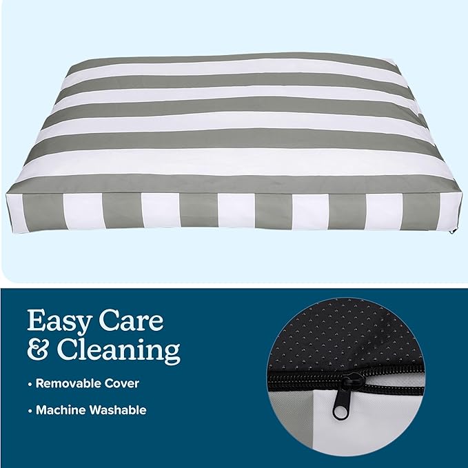 PETMAKER Dog Bed - Indoor/Outdoor Dog Bed with Removable Washable Cover and Non-Slip Bottom - 36in Medium Pet Bed for Dogs up to 70lbs - Water-Resistant Dog Beds (Gray)