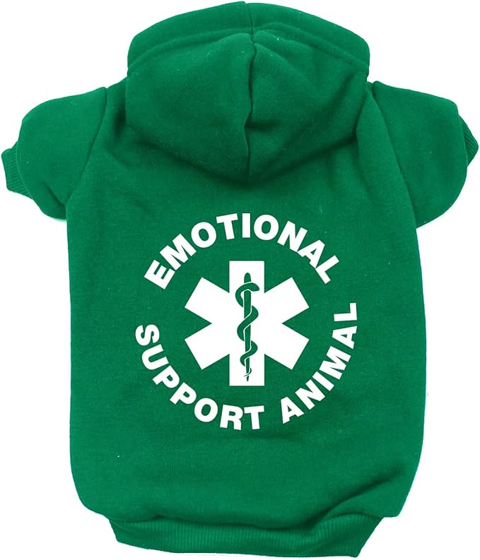 Emotional Support Animal (ESA) Pullover Fleece Lined Dog Hoodie (Hooded Sweatshirt) Assorted Colors