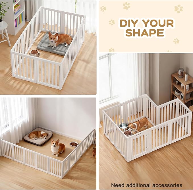 Dog Playpen, Clear Dog Pen, Dog Pen Indoor, Easy to Install and Remove Dog Play Pen, Puppy Playpen Suitable for Dogs, Cats,Dog Playpen Indoor (White, 30.3 inch Height, 10 Panels)