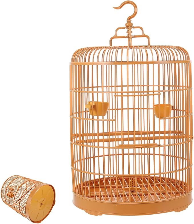 Gadpiparty Decorative Hanging Bird Cage for Small Animals Round Plastic Cage Featuring Lockable Door Stylish Nest Display for Finches Parakeets and Small Birds