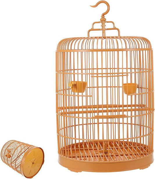 Gadpiparty Decorative Hanging Bird Cage for Small Animals Round Plastic Cage Featuring Lockable Door Stylish Nest Display for Finches Parakeets and Small Birds