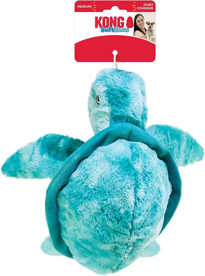 KONG SoftSeas Dog Toy – Plush Squeaky & Crinkle Toy for Dogs, Soft Thick Fabric, Ideal for Cuddling & Indoor Play (Large, Octopus/Turtle Combo)