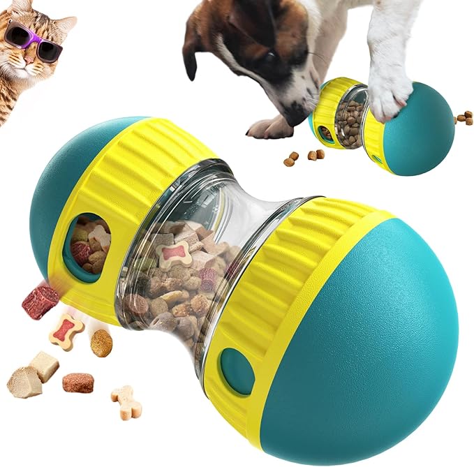 Dog Enrichment Toys, Slow Feeder Puzzle Toy for Cats & Dogs - Interactive Treat Dispenser, Mental Enrichment for Small/Medium Pets (Yellow-Green)