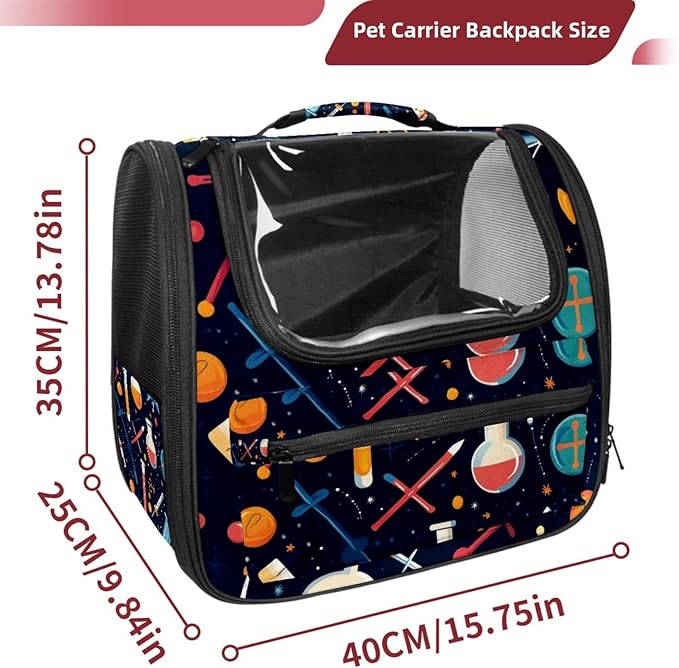 Colorful Science Education Pet Carrier Airline Approved Pet Carrier Bag Dog Carrier for Small Medium Cats Dogs Puppies Kitten