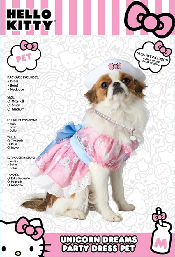 Hello Kitty Unicorn Dreams Pet Party Dress, Medium for Small Dogs