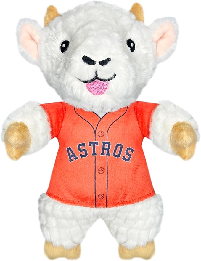 Pets First MLB Houston Astros Goat Plush Toy for Dogs and Cats with Squeaker, Wearing a Team Jersey! Fun & Sporty Goat Shaped Dog Chew Toy, Interactive Pet Toy