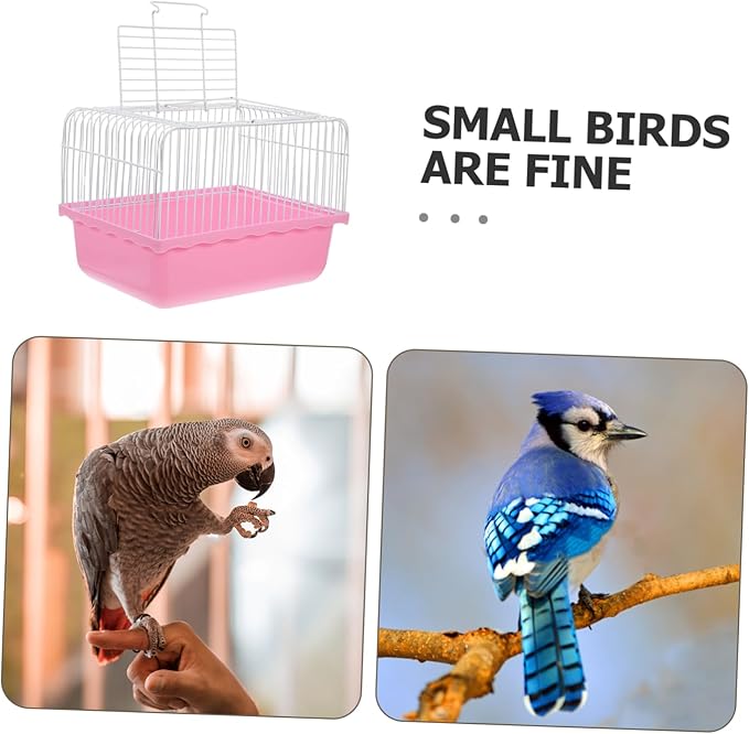 Happyyami Portable Bird Carrier Cage for Small Animals Lightweight and Plastic Birdcage Transparent Window for Lovebirds Parakeets and Cockatiels