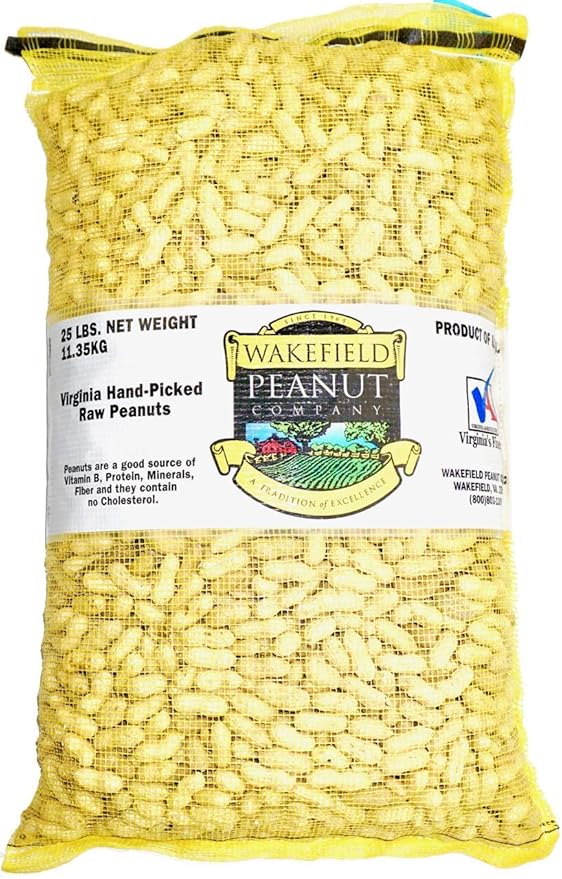 Wakefield Premium Virginia Peanuts In-Shell for Squirrels, Blue Jays & Wildlife - 25 LB Bulk Bag - Hand-Picked, Raw, Unsalted, High Protein Wild Bird & Animal Feed
