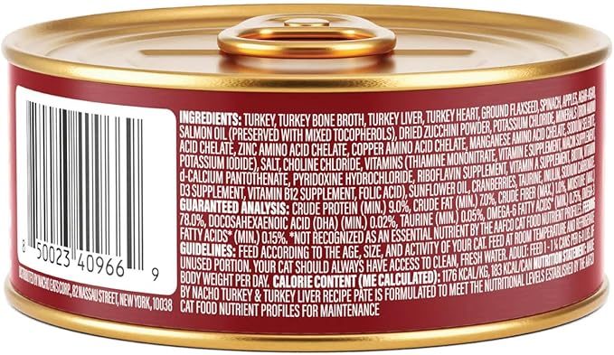 Made by Nacho Premium Wet Cat Food Grain-Free Pate Cans (Turkey & Turkey Liver - 24 Pack, 5.5 Ounce)