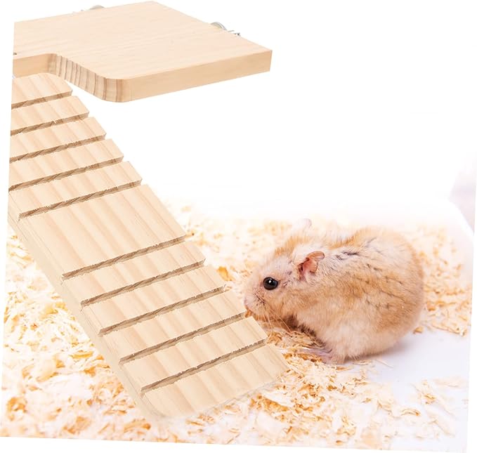 LIOOBO 1set Wooden Hamster Platform Hanging Ladder Fun Plaything for Pets Promotes Exercise Coordination Random Style Design for Hamsters Guinea Pigs