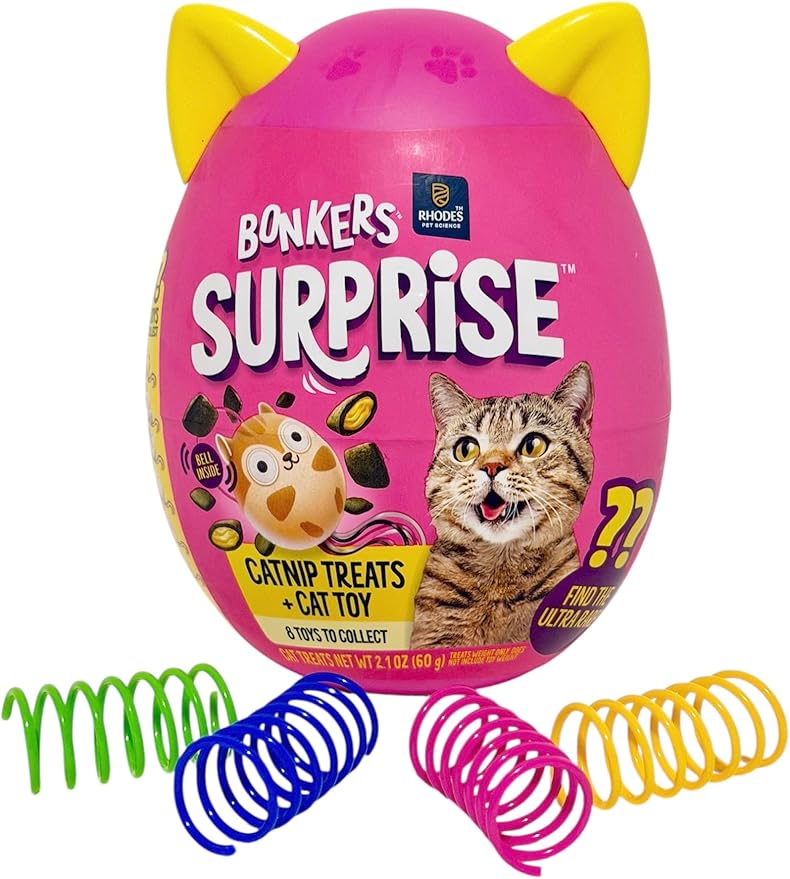 Bonkers Surprise Catnip Flavor Cat Treats with Cat Toy with Cat Spring Toys Bundle Pack!