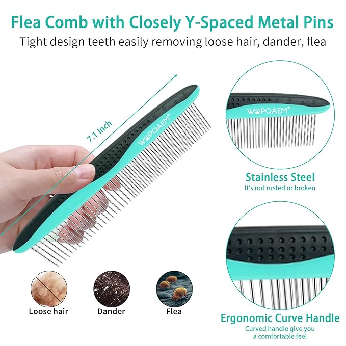 5 PCS Self Cleaning Slicker Brush & Pet Grooming Rake & Bath Brush & Nail Clippers & Pet Comb for Dogs and Cats,Professional Deshedding Dematting Tool for Long and Short Haired Pets