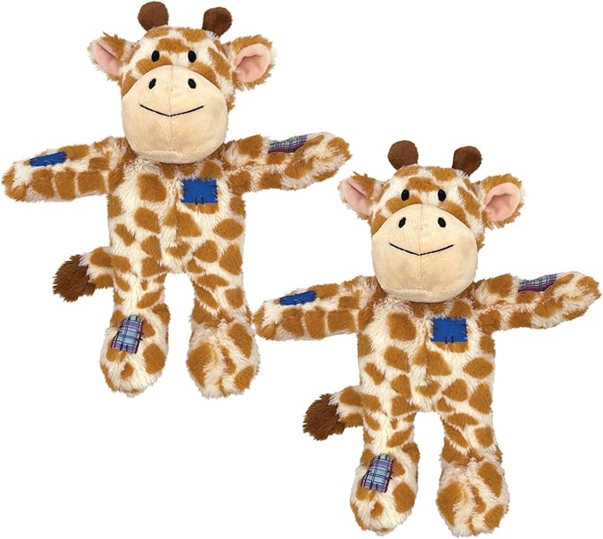KONG Wild Knots Dog Toys – 2 Pack – Durable Plush Dog Toy with Internal Knotted Rope & Squeaker (Giraffe, Medium/Large)