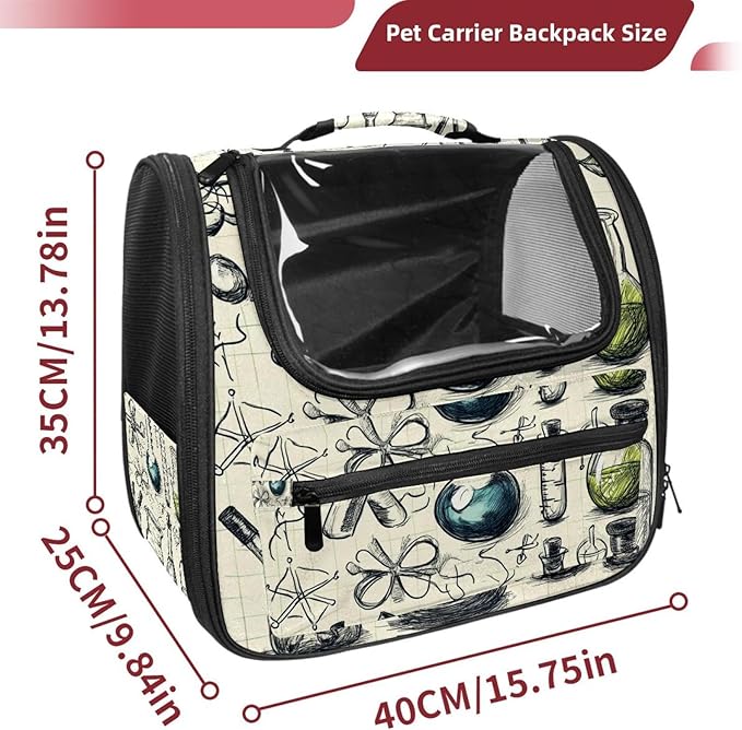 Chemistry Set of Doodle Elements (3) Traveler Backpack Pet Carriers for Cats and Dogs