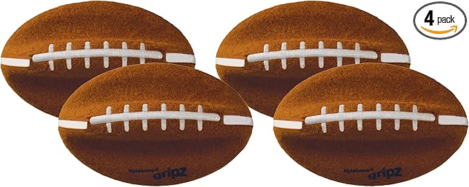 Nylabone Power Play Felt Football Gripz Fetch Toy, Squeaky Ball Chew Toy for Dogs, Medium (1 Count) (Pack of 4)