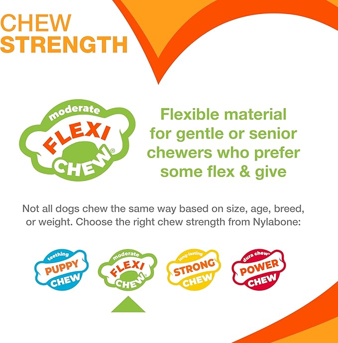 Nylabone Original Bone Flexi Chew Toy for Dogs, Flexible Dog Toys for Moderate Chewers, Chicken Flavor, Large/Giant, 1 Count