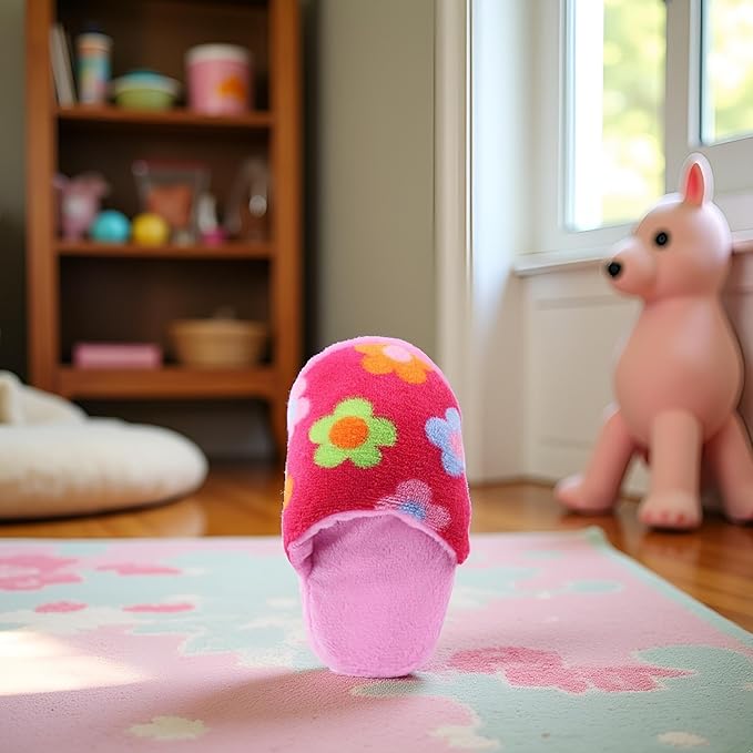 1Pcs Pink Cute Pet Puppy Dog Cat Slipper Shape Plush Chew Play Toy Flip-Flops Squeaky Toys Dog Squeak Toys,Keep Them Busy Durable Teething Shoe Interactive Squeaky Puppy Toy,Small,Pet Products
