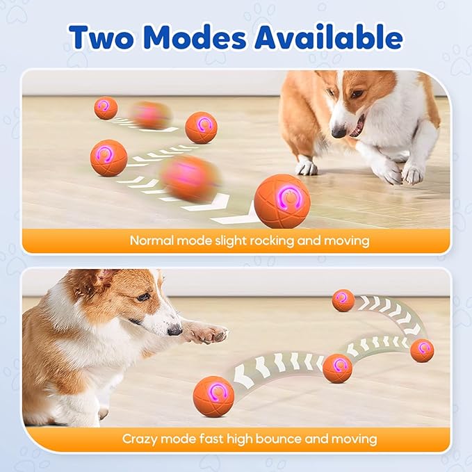 hoehew Interactive Dog Ball, 2025 New Automatic Moving Balls for Pet, LED Shaky Ball Toy, Upgraded Vibrating Dog Balls Shaking Toys for Small Dogs Cats, Donnot Suit Medium & Large Dogs (Orange)