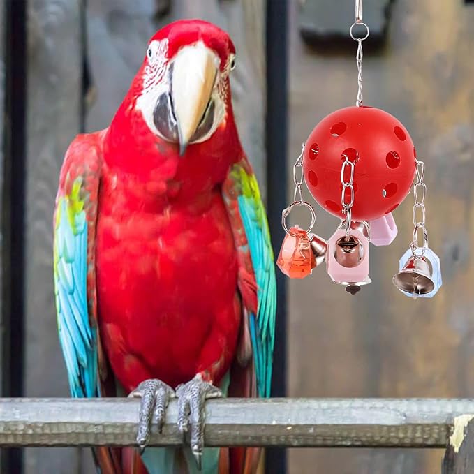 COHEALI Colorful Parrot Hanging Bell Ball with Sound for Bird Cage Chew Climb Play Activity for Parakeets Parrots and Small Pets Stress Relief Hanging Cage Decoration