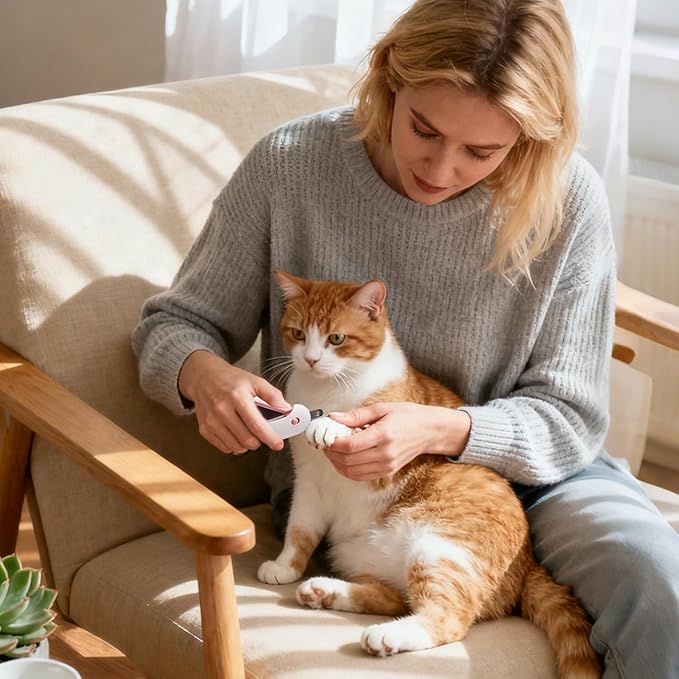 Cat Nail Clipper Adjustable Size, Cat Claw Clippers with 3-Size Trimming Hole & Hidden Nail File Round Hole Blade Pet Grooming Tool for Kittens & Indoor Cats