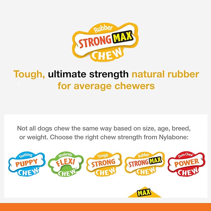 Nylabone Treatin' Cone Strong Stuffable Chew Toy for Dogs, Natural Rubber Fillable Treat Toy, Treat Dispensing Dog Toy, Bacon Flavor, Large Dogs - Up to 50 lbs, 1 Count