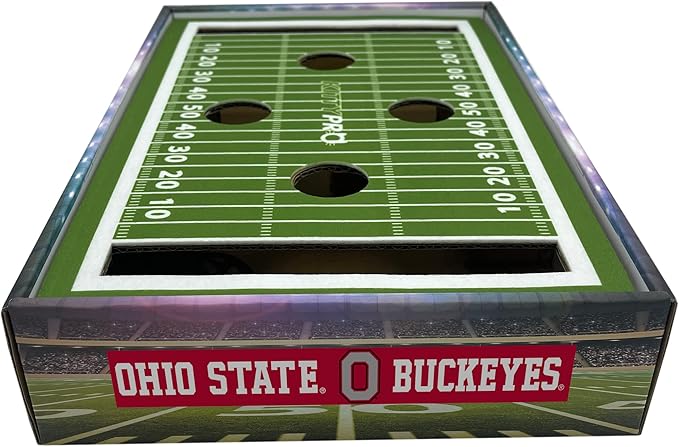 Pets First NCAA Ohio State Buckeyes Cat Scratcher Box, Game Day Cat Toy, NCAA Football Field Designed Cat Scratcher and Lounge, Stimulating Cat Game