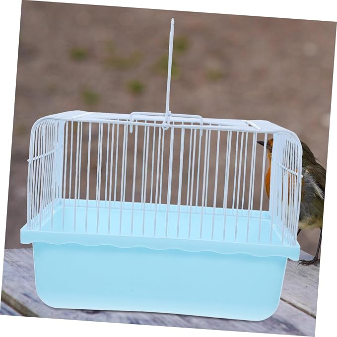 POPETPOP Small Portable Birdcage for Parakeets Lovebirds and Cockatiels Easy to Clean Travel Carrier for Small Animals Versatile Design for Home Travel Use