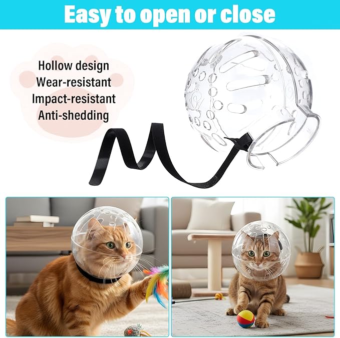 Cat Muzzle for Grooming Adjustable Hood with Paw Covers, Breathable Cats Helmet Anti Bite Muzzles Anti Scratch Boots Silicone Kitten Bubble Muzzle and Paw Protector for Pet Bathing Cat Claw Care