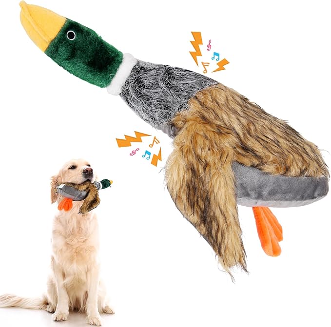 wangstar Squeaky Dog Toy for Puppy Dogs Toys to Keep Them Busy Mallard Duck Stuffed Dog Toys for Medium Small Dogs, 9" x2 Wild Duck