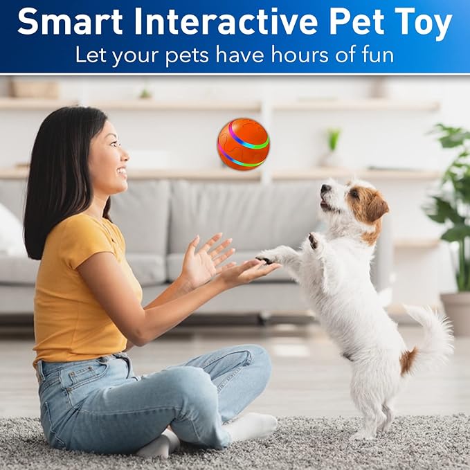 CSD Automatic Dog Ball Toy - USB Rechargeable, Dual Mode, Soft Exterior & PC Interior - for Small Breeds