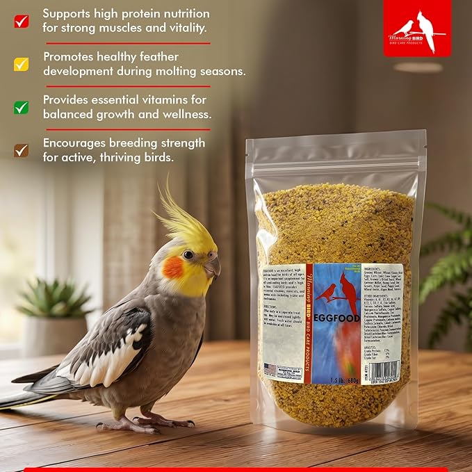 Morning Bird Eggfood 1.5 lbs – Protein-Rich Soft Food Food for Birds - High in Protein - Vitamins & Minerals – Supports Growth, Digestion & Feather Health – Ideal for Breeding Birds