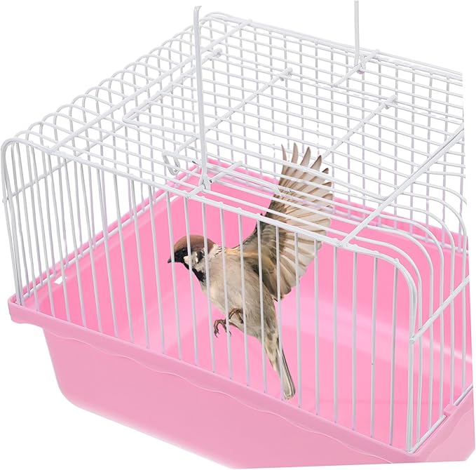 Yardwe Portable Bird Travel Cage for Lovebirds Parakeets Cockatiels Lightweight Plastic Carrier Transparent Window for Easy Observation Easy to