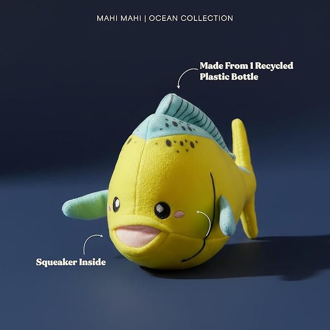 Dog Toys | Plush Mahi Mahi Stuffed Animal for Dogs | Eco Friendly Small Dog Toy