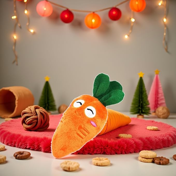 1Pc Orange Soft Puppy Pet Supplies Cute Carrot Plush Chew Squeaker Sound Squeaky Toys for Dog Cat Birthday Xmas Pet Squeak Toy Gifts