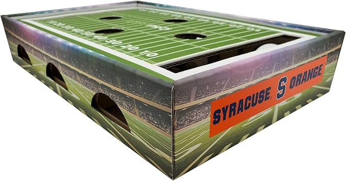 Pets First NCAA Syracuse Orange Cat Scratcher Box, Game Day Cat Toy, NCAA Football Field Designed Cat Scratcher and Lounge, Stimulating Cat Game