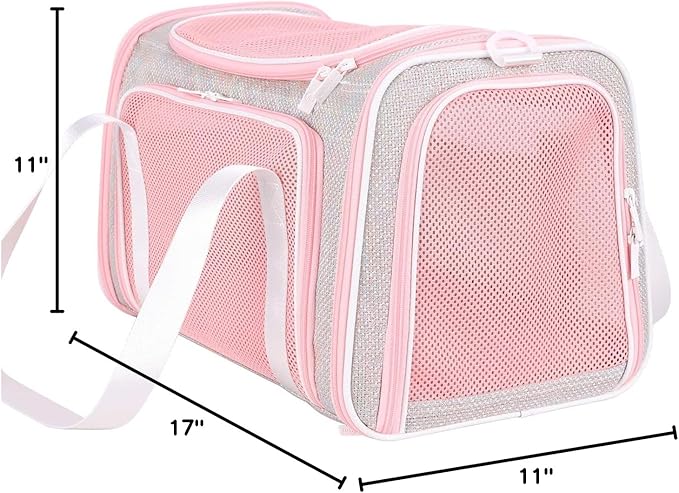 Soft Cute Travel Pet Carrier Bag for Medium Cats, Kitty and Puppy, Fantasy Pink, M