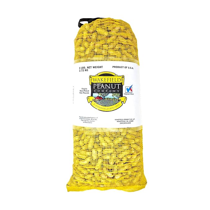 Wakefield Premium Virginia Peanuts In-Shell for Squirrels, Blue Jays & Wildlife - 6 LB Bag - Hand-Picked, Raw, Unsalted, High Protein Wild Bird & Animal Feed