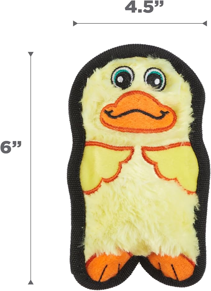 Outward Hound Durablez Minis – Squeaky Plush Dog Toy, No Stuffing for Less Mess, Interactive & Tough, Jumbo Squeaker, Puppies & Small Dogs, Duck, 6"