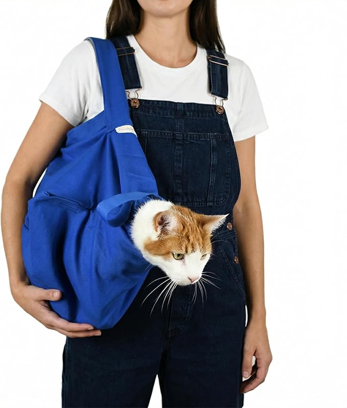 Cat-in-the-Bag Cozy Comfort Carrier - X-Small Cobalt Blue Cat Carrier Soft for Grooming, Vet Visits, Medication Administration, Dental Care, Nail Trimming, and Car Travel