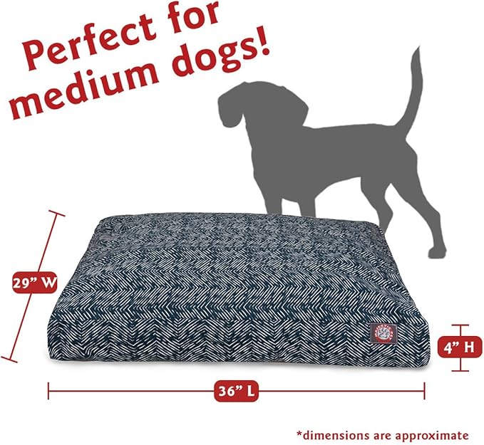 Teal Native Rectangle Indoor Outdoor Pet Dog Bed With Removable Washable Cover By Majestic Pet Products, Navy Blue, Medium