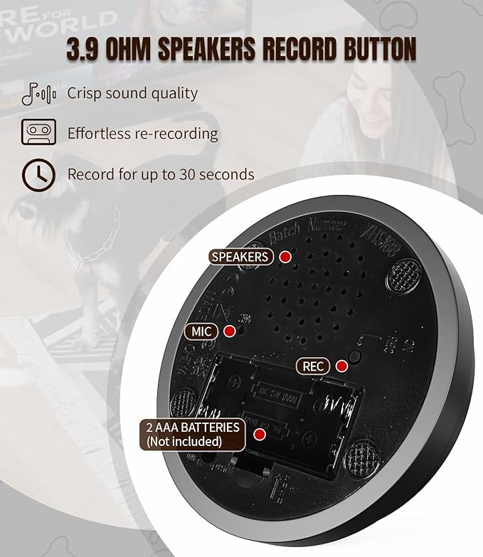 Acools 6 Pcs Dog Buttons for Communication Pet Training Buzzer, 30 Second Voice Recording Button, Dog Talking Button Set with 6 Color Anti-Slip Mat and 48 Scene Stickers