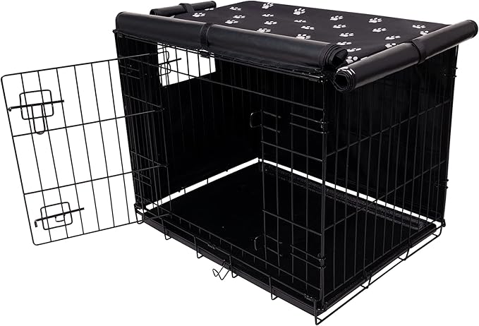 Pet Prime Dog Crate Cover Indoor/Outdoor Durable Windproof 600D Oxford Fabric Pet Kennel Cover Fit for 24 30 36 42 48 Inches Wire Dog Crate for Small and Large Dogs-Cover Only (48 Inch (48"x30"x33"))