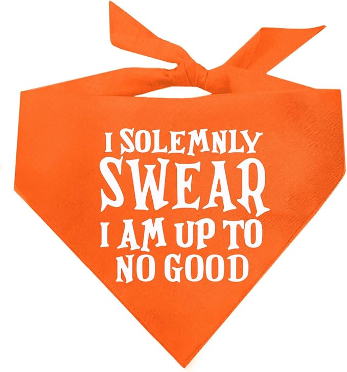 I Solemnly Swear I Am Up to No Good Dog Bandana (Orange, OS 1101)