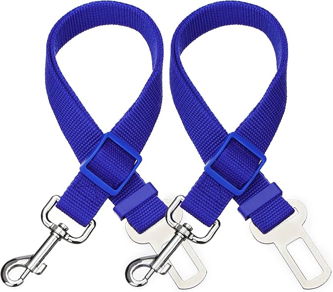Elisel Elisel 2 Packs Adjustable Length Pet Dog Cat car seat Belt Pet seat Belt Pet Accessories for Dogs Cats and Pets (Blue)