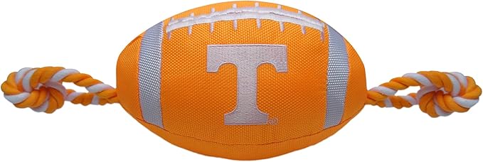 NCAA Tennessee Volunteers Football Dog Toy, Tough Quality Nylon Materials, Strong Pull Ropes, Inner Squeaker, Collegiate Team Color