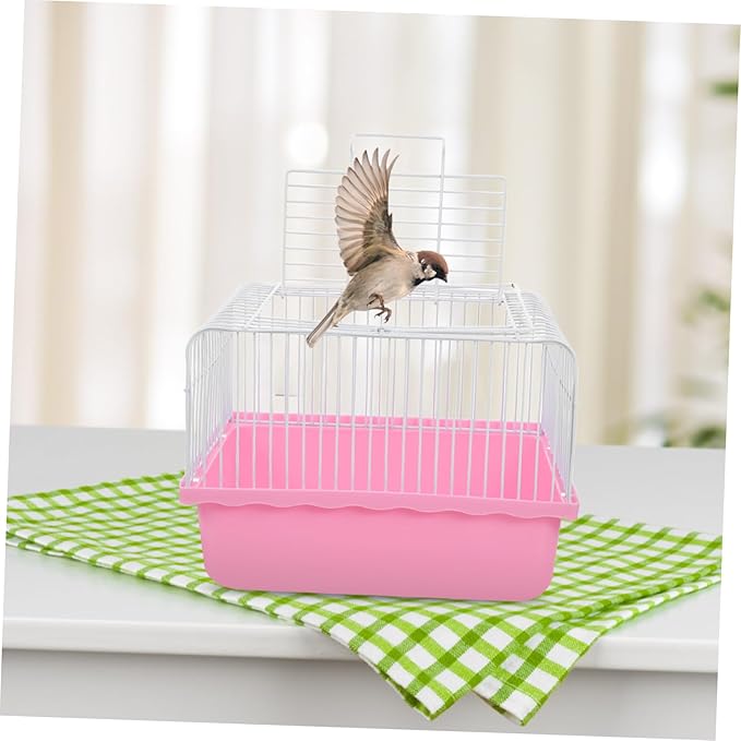 BESPORTBLE Portable Bird Travel Cage Lightweight Plastic Carrier for Lovebirds Parakeets Cockatiels Durable Easy to Clean with Transparent Observation Window for Small Animals