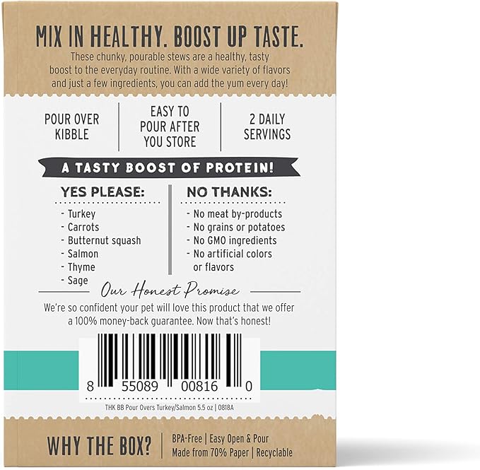 The Honest Kitchen Human Grade Bone Broth POUR OVERS™ Wet Toppers for Dogs (12 pack), 5.5oz - Turkey & Salmon Stew