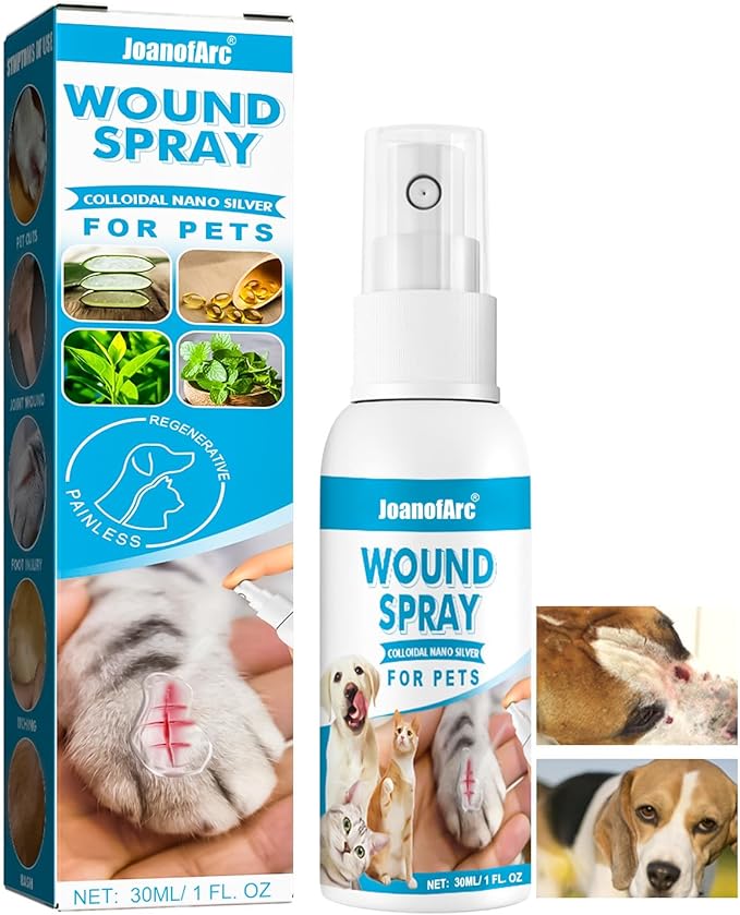 JoanofArc Wound Spray for Pets, Dog Wound Care Hydro, Helps with Itch, Bites, Gentle Non-irritating, Wound Care for Dogs Cats, 30ml
